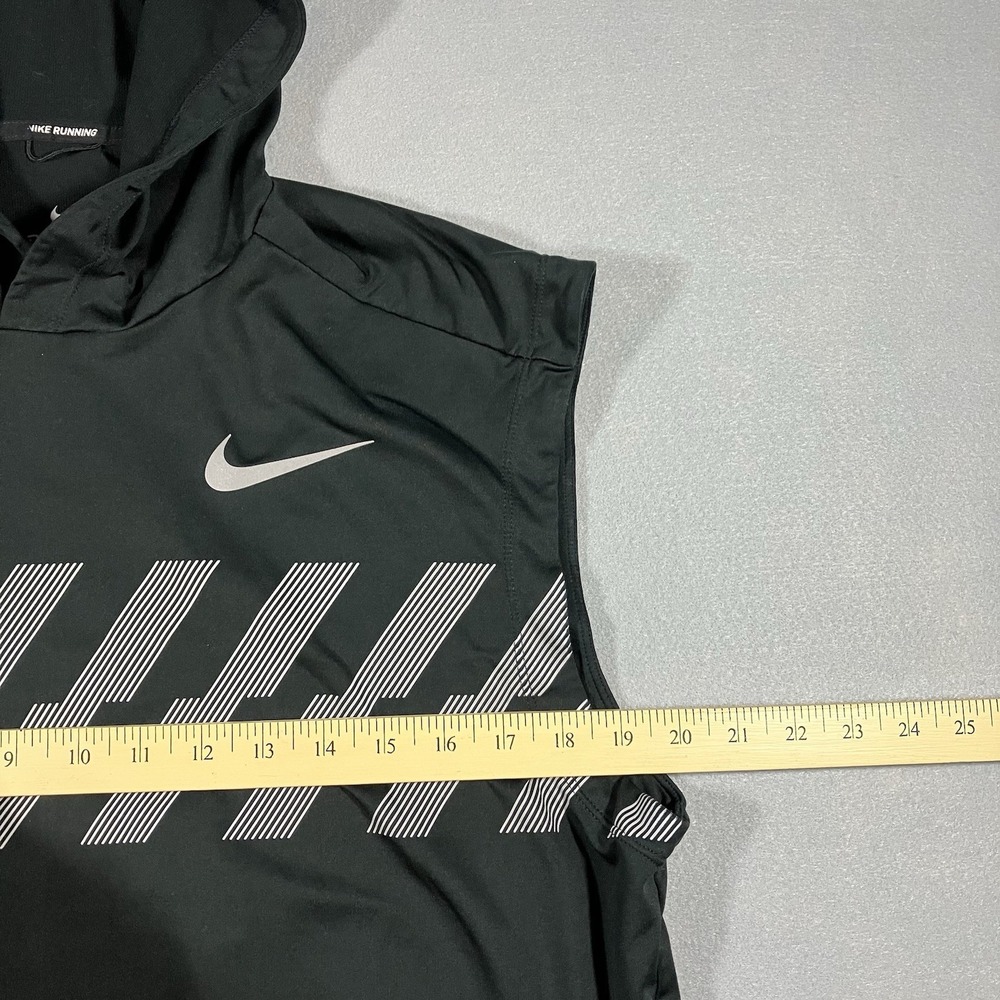 Nike Dri Fit Hoodie Running Shirt Sleeveless Black Reflective Training Men's L - Picture 6 of 9